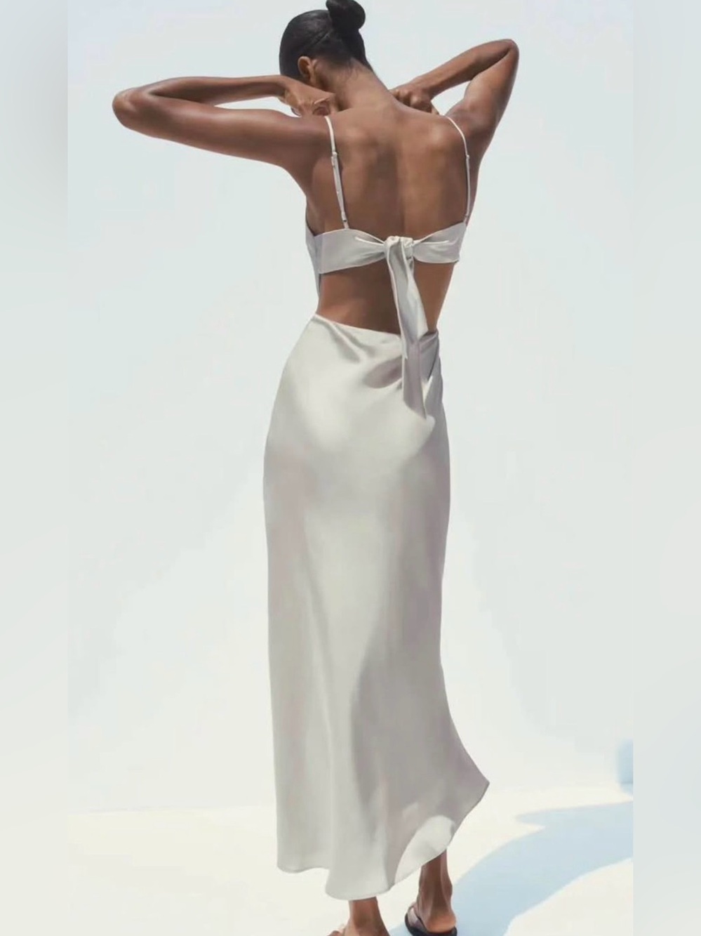 Zara Satin Tie-Back Slip Dress